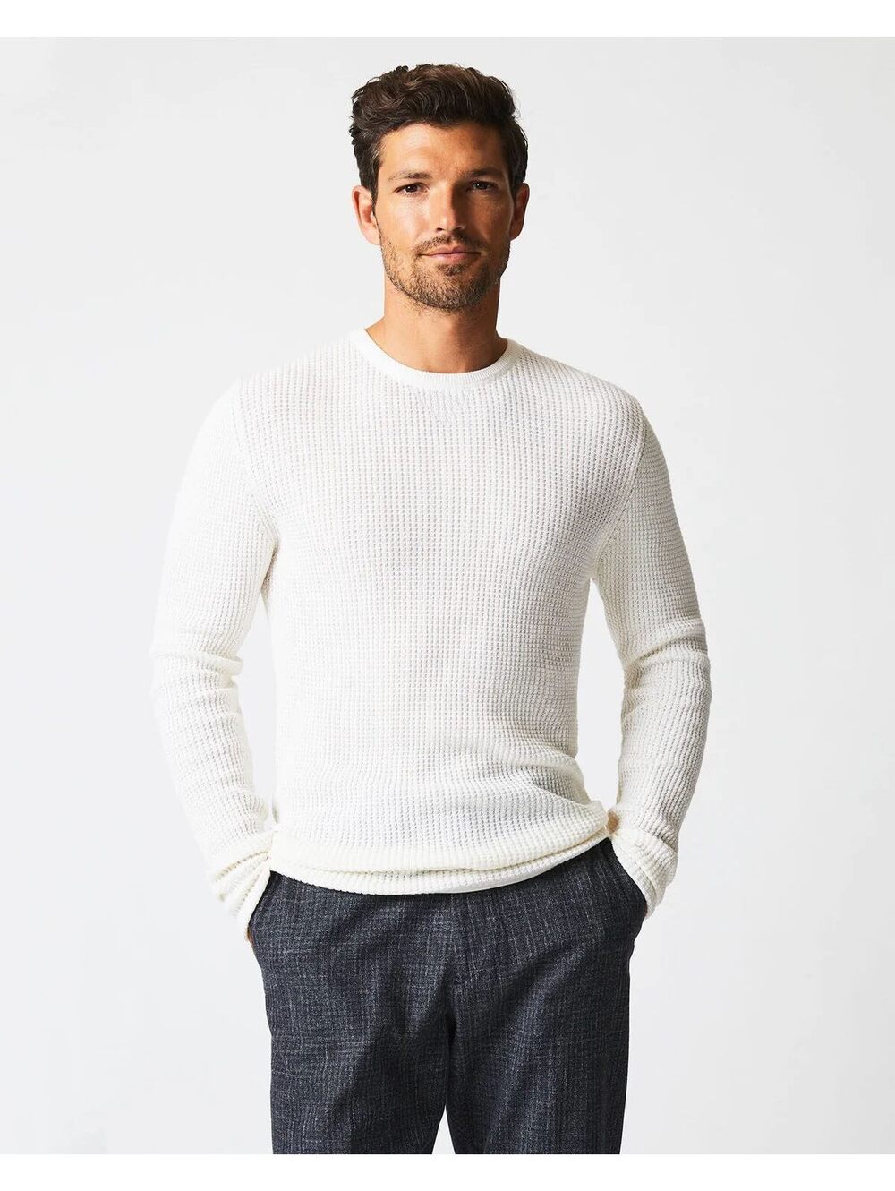 Billy Reid Cotton Cashmere Mini Waffle Crew